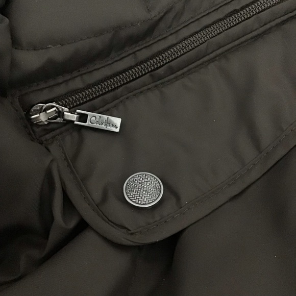 New Cole Haan brown puffer down long jacket coat with hidden hood - Picture 11 of 12